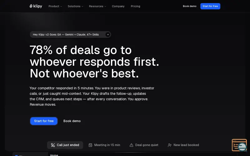 Screenshot of Klipy AI, a launch using Senja