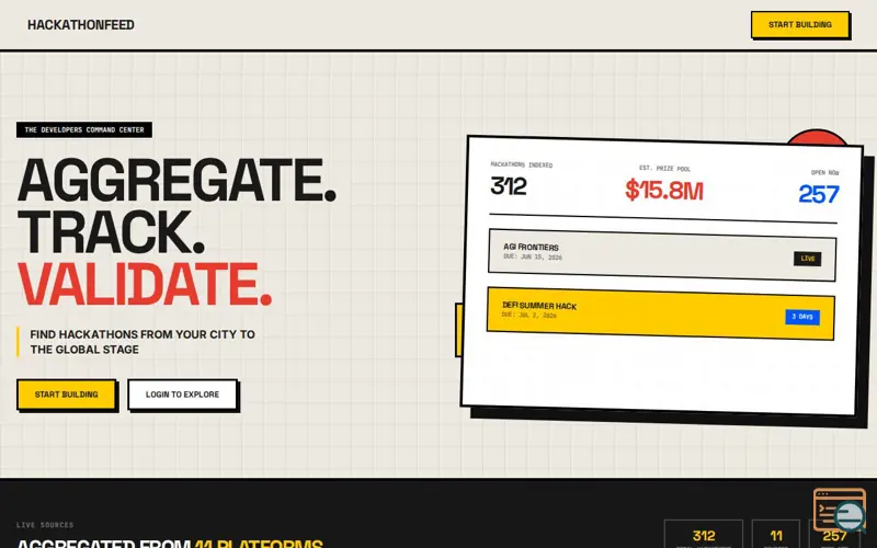 Screenshot of HackathonFeed