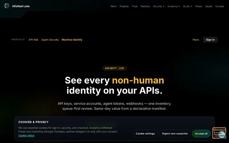 Screenshot of Machine Identity
