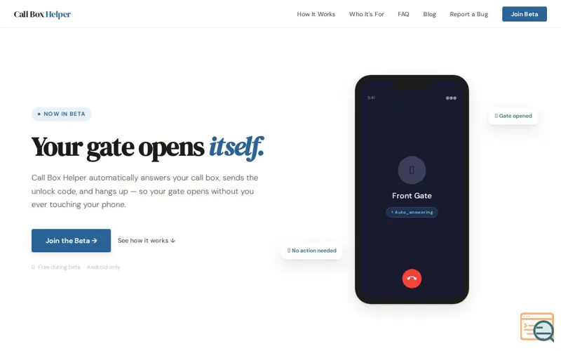 Screenshot of Call Box Helper