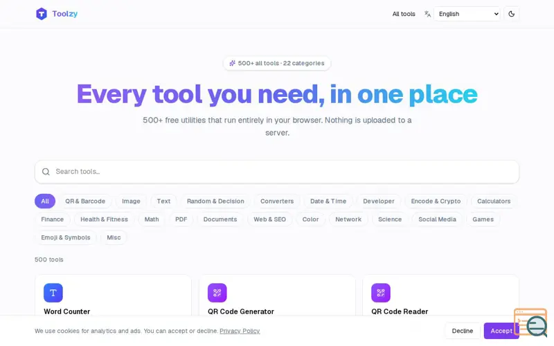 Screenshot of Toolzy
