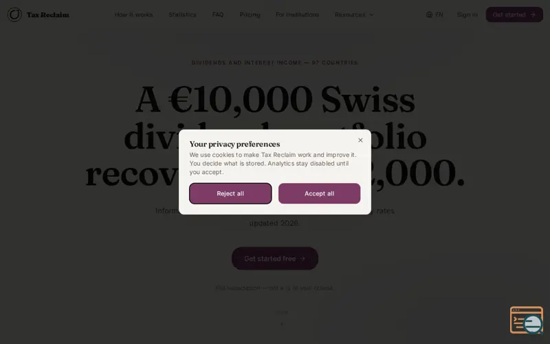 Screenshot of TaxReclaim