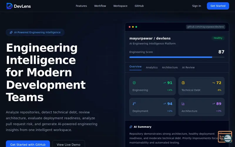 Screenshot of DevLens