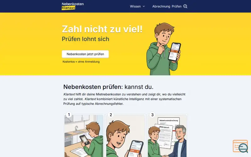 Screenshot of Nebenkosten: Klartext