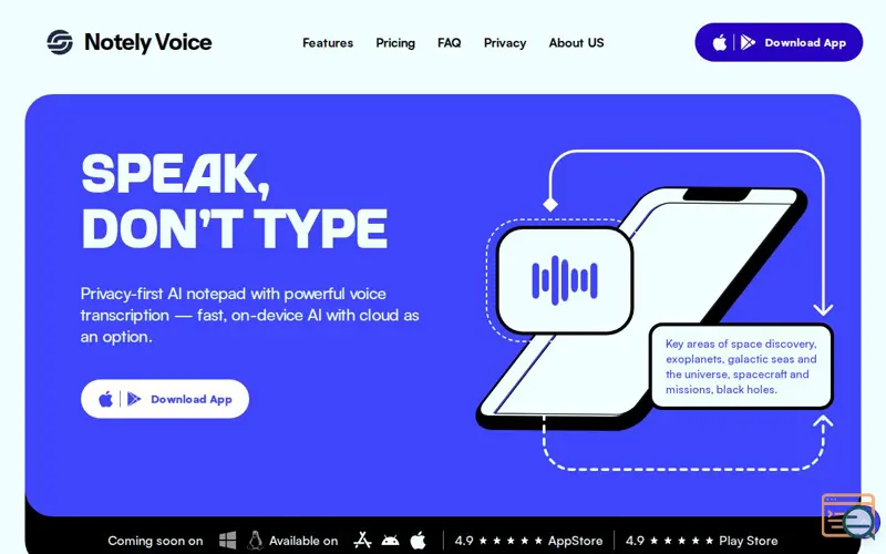 Screenshot of Notely Voice: AI voice to Text