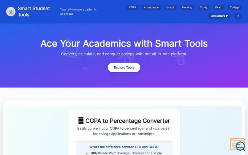 Screenshot of Smart Student Tools