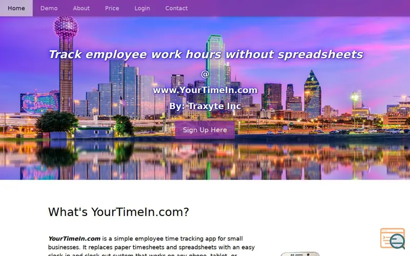 Screenshot of Mobile Time Card