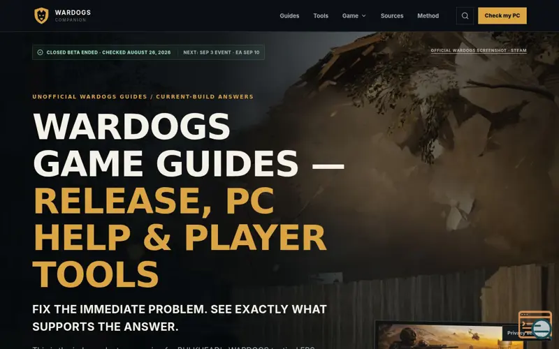 Screenshot of WARDOGS Guides & PC Player Tools