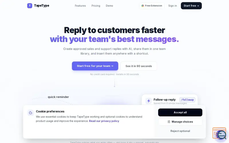 Screenshot of TapeType