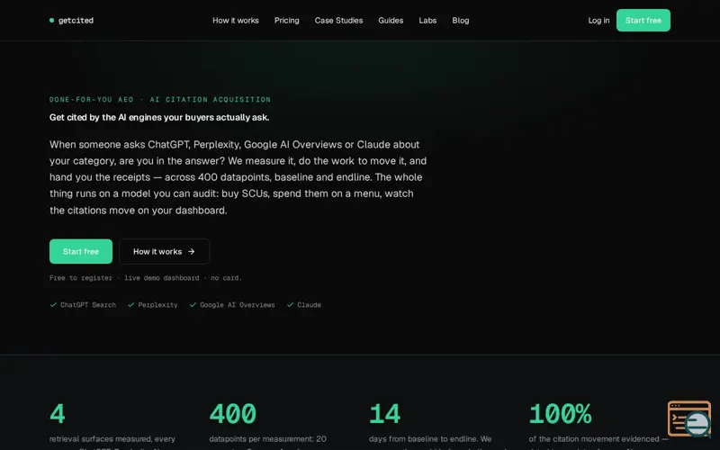 Screenshot of GetCited