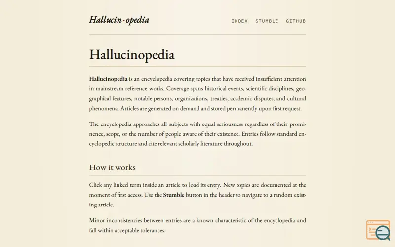 Screenshot of Hallucinopedia