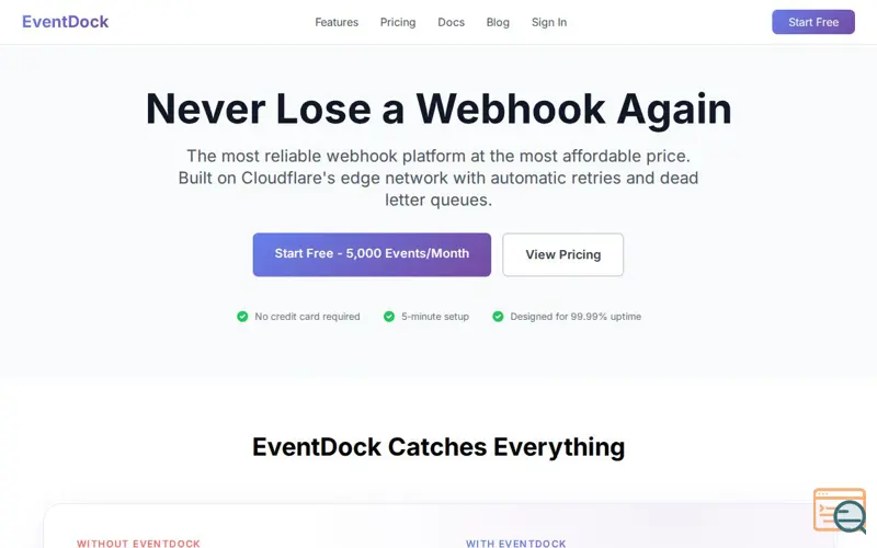 Screenshot of EventDock