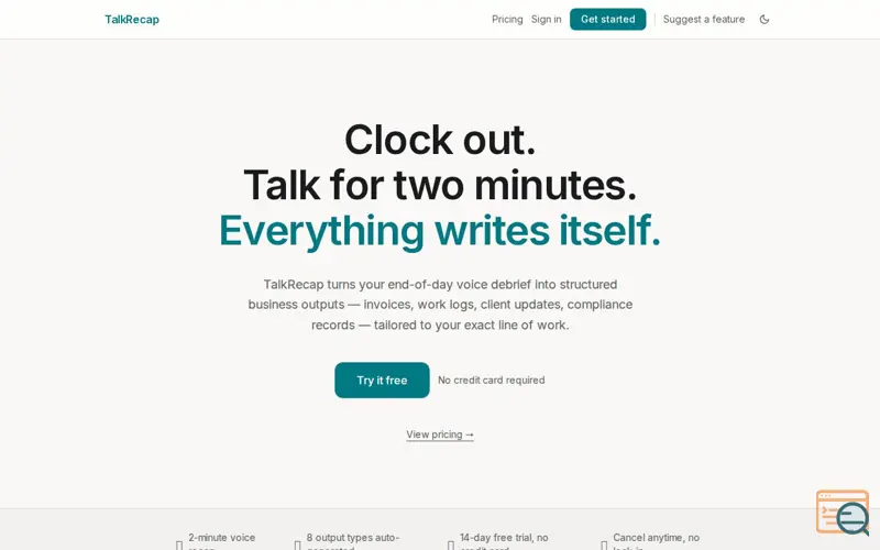 Screenshot of TalkRecap