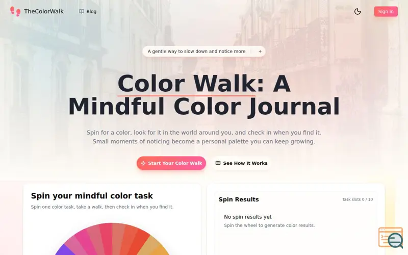 Screenshot of TheColorWalk