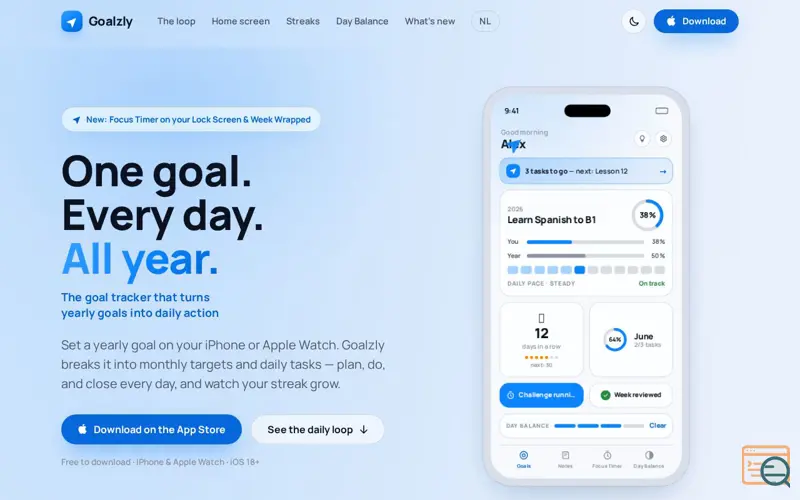 Screenshot of Goalzly