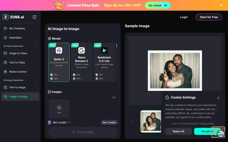 Screenshot of Zuss AI Image Editor