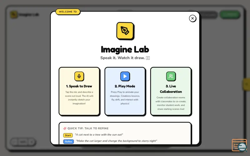 Screenshot of Imagine Lab