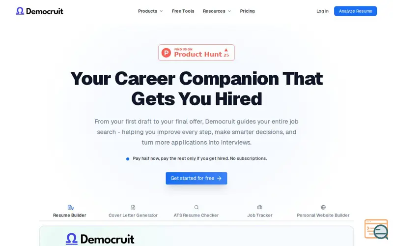 Screenshot of Democruit