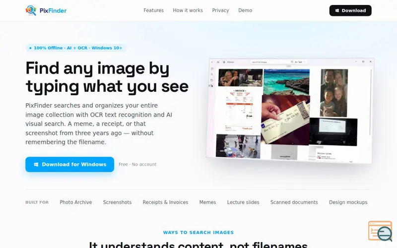 Screenshot of PixFinder