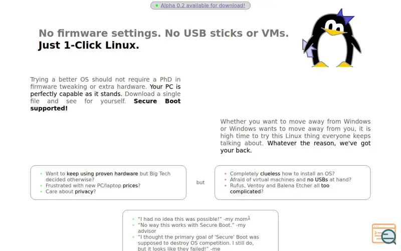 Screenshot of 1-Click Linux