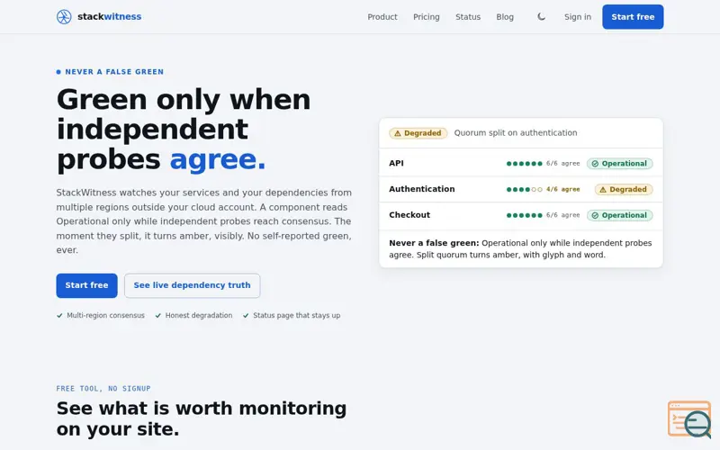 Screenshot of StackWitness