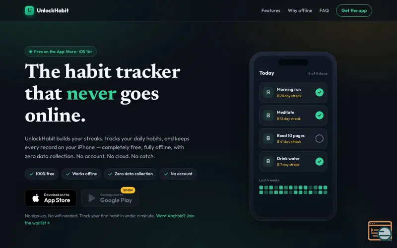 Screenshot of UnlockHabit