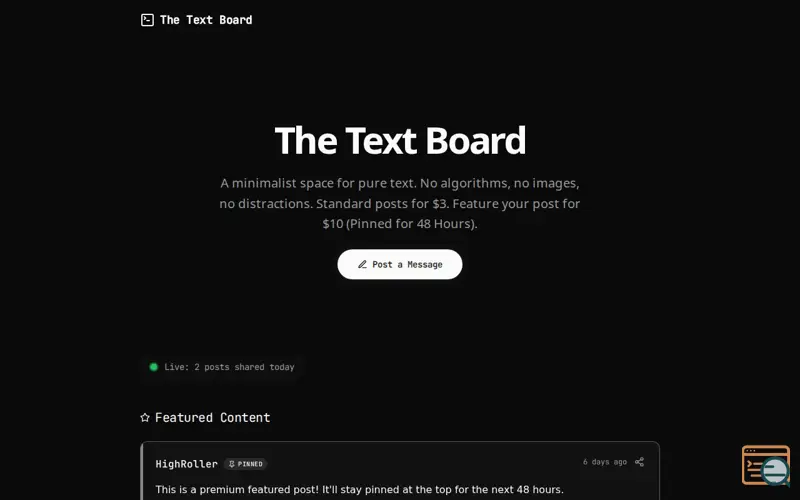 Screenshot of TheTextBoard