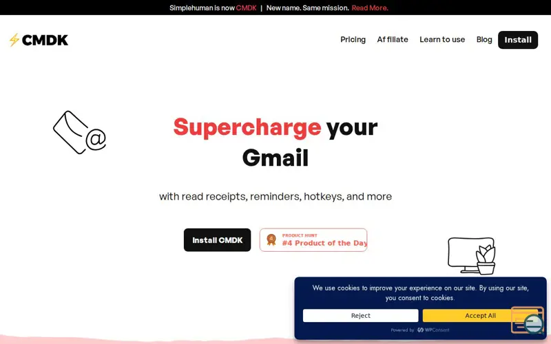 Screenshot of CMDK Gmail Shortcuts Extension