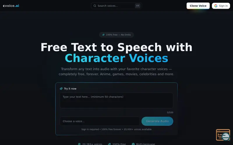 Screenshot of cvoice.ai, a launch using UI Avatars