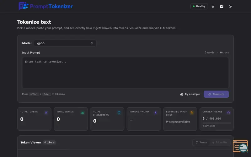 Screenshot of PromptTokenizer