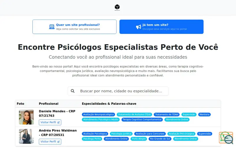 Screenshot of Desenvolvimento de sites para psicólogos