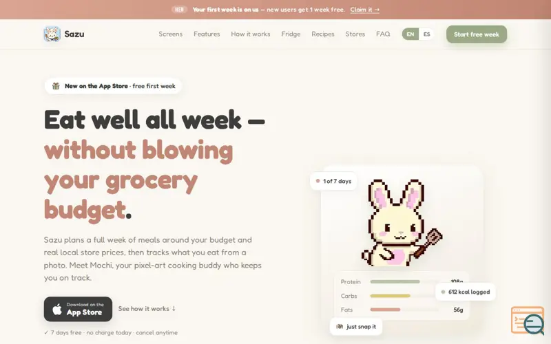 Screenshot of Sazu: AI Meal Prep & Tracker