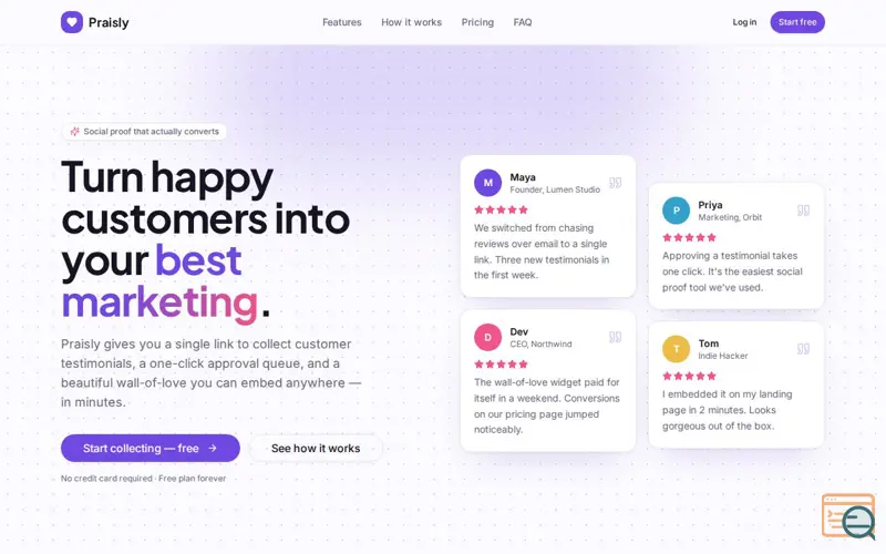 Screenshot of Praisly