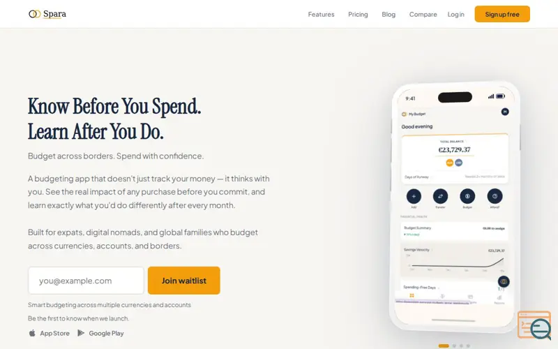 Screenshot of Spara Budget