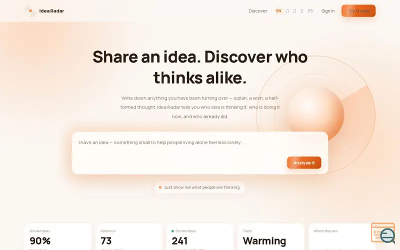 Screenshot of Idea Radar 