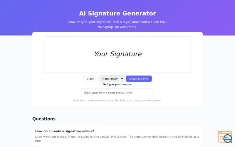Screenshot of AI Signature Generator