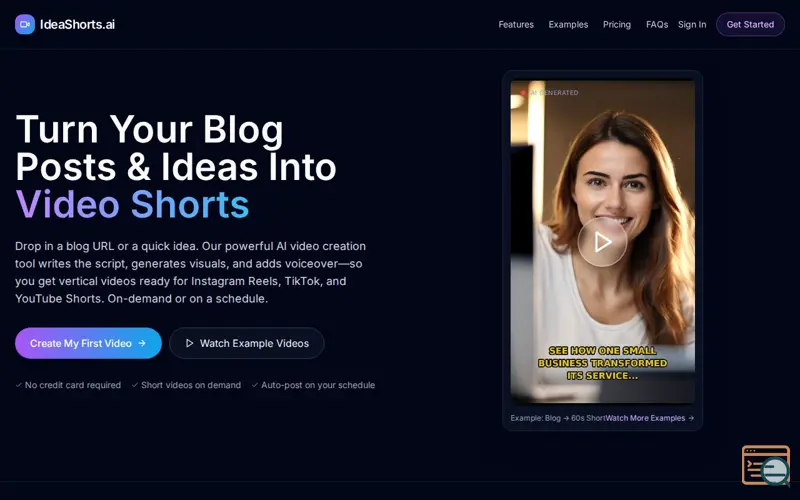 Screenshot of IdeaShorts