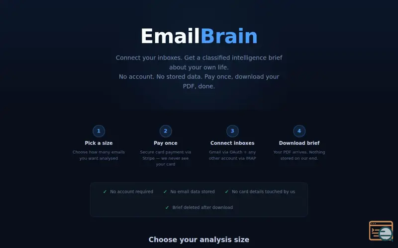 Screenshot of EmailBrain