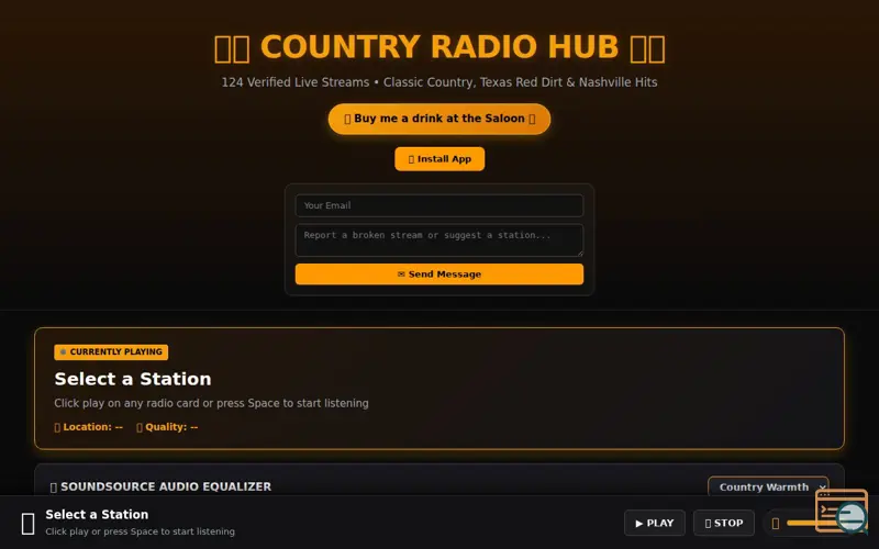 Screenshot of Country Radio Hub 