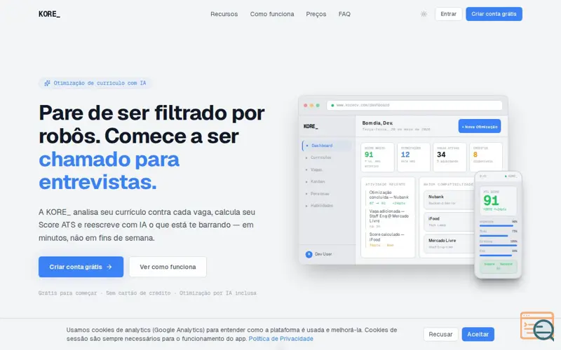 Screenshot of KORE_, a launch using MercadoPago