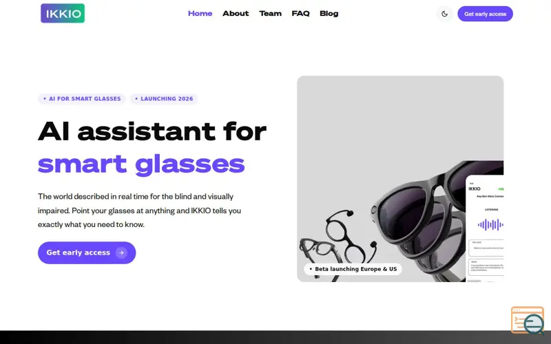 Screenshot of IKKIO, an AI assistant for smart glasses