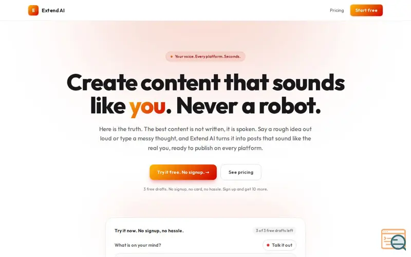 Screenshot of Extend