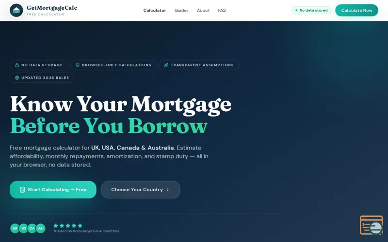 Screenshot of GetMortgageCalc