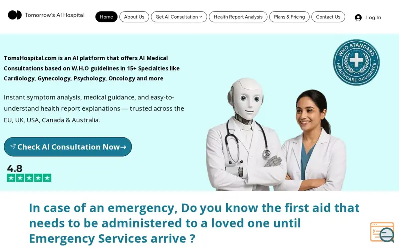 Screenshot of TomsHospital.com