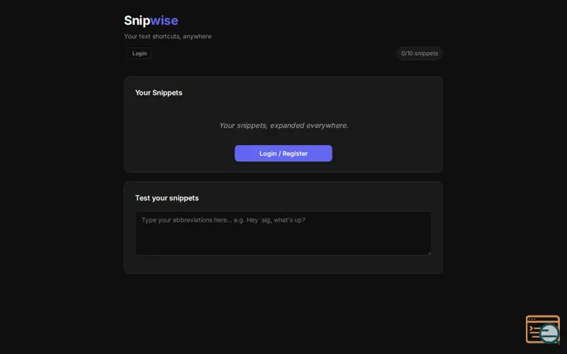 Screenshot of Snipwise