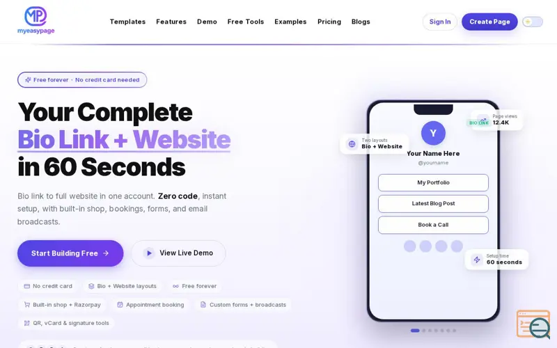 Screenshot of myeasypage