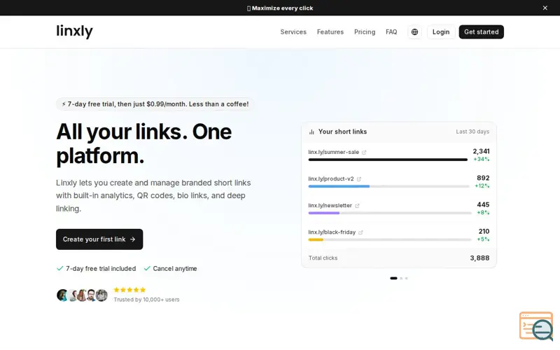 Screenshot of Linxly