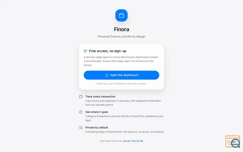 Screenshot of Finora