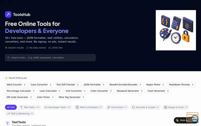 Screenshot of ToolsHub
