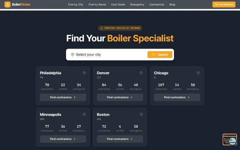 Screenshot of BoilerRepairFinder